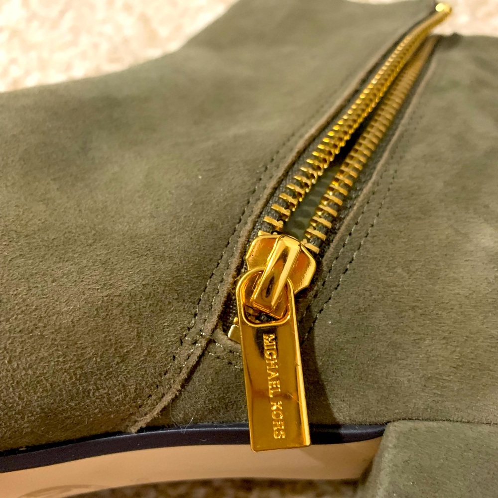 Michael Kors gold zipper booties